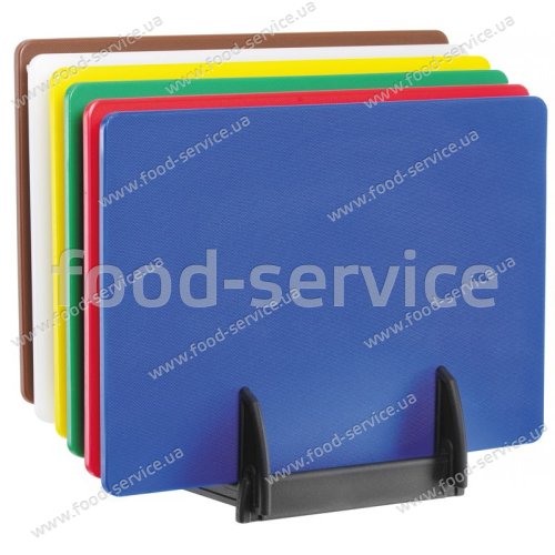 Набор разделочных досок Hendi 825686 6шт HACCP 450x300x(H)10 и стойка